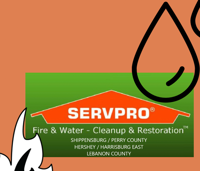 Servpro logo with water drop and fire